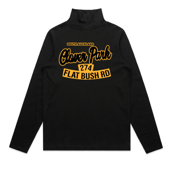 Flat Bush Rd, Clover Park, Akl - Womens Turtle Neck Long Sleeved Tee Thumbnail