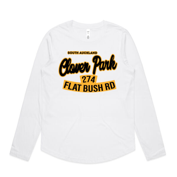 Flat Bush Rd, Clover Park, Akl - Womens Curve Longsleeve Tee Thumbnail