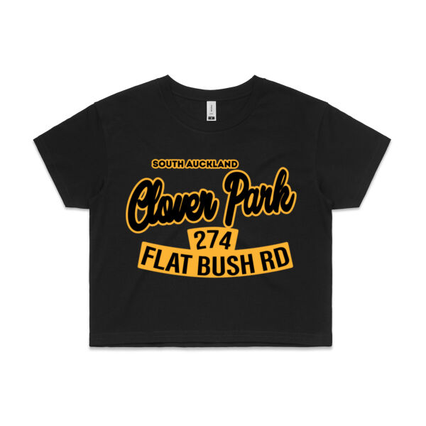Flat Bush Rd, Clover Park, Akl - Womens Crop Tee Thumbnail