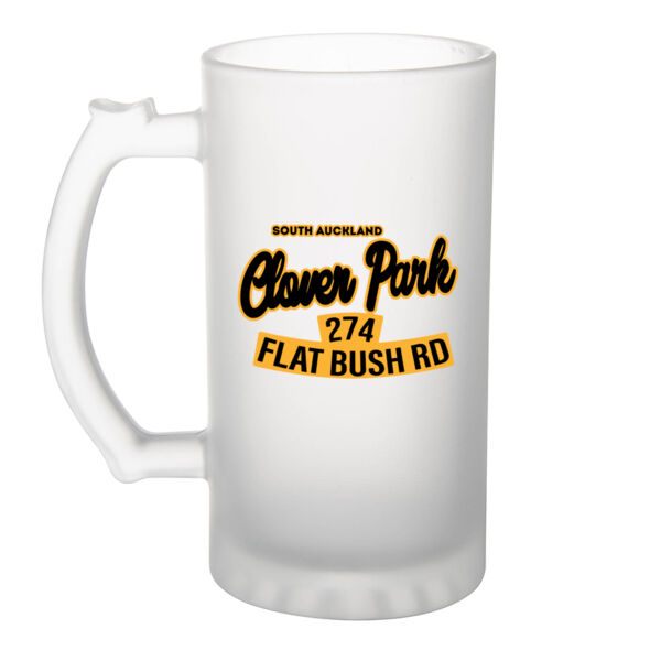 Flat Bush Rd, Clover Park, Akl - Frosted Glass Beer Mug Thumbnail